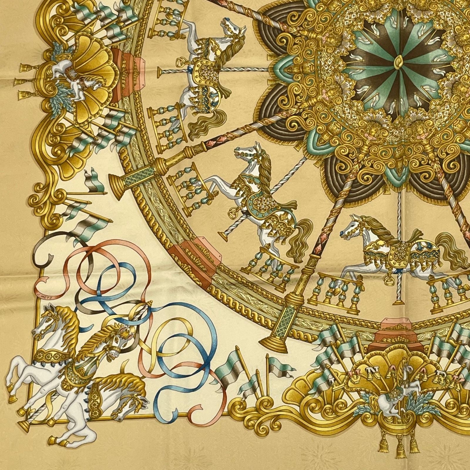 Hermes Carre 90 Luna Park Amusement Scarf Silk Yellow — view 4