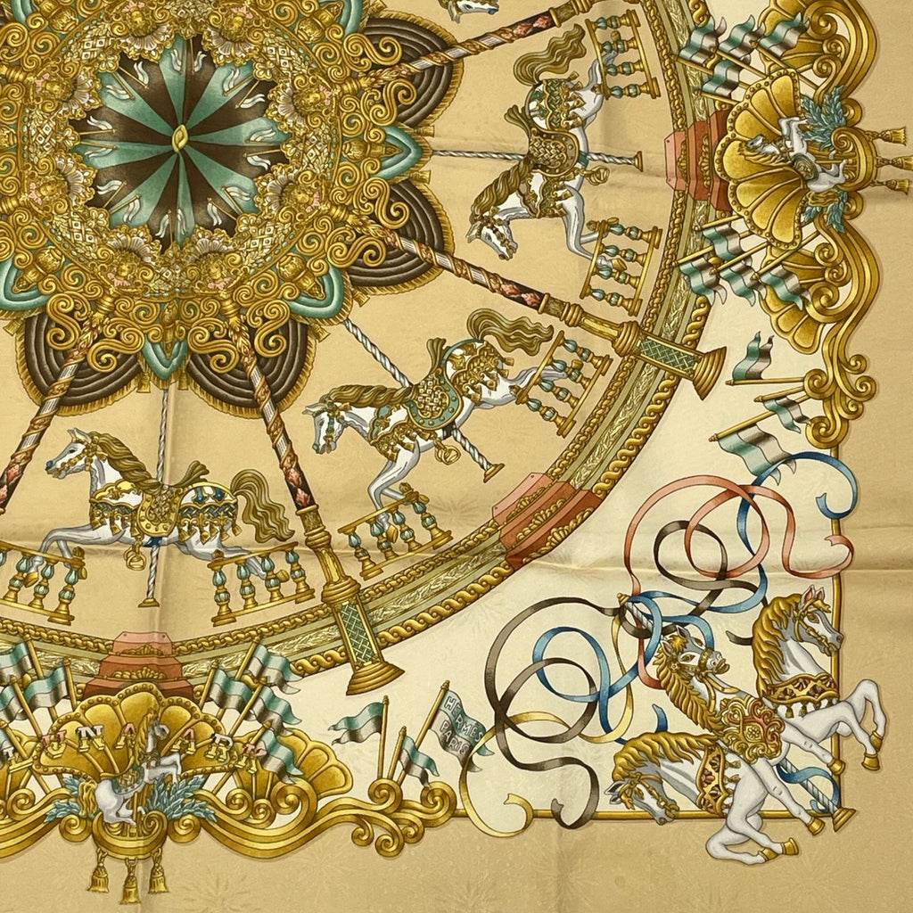 Hermes Carre 90 Luna Park Amusement Scarf Silk Yellow — view 5