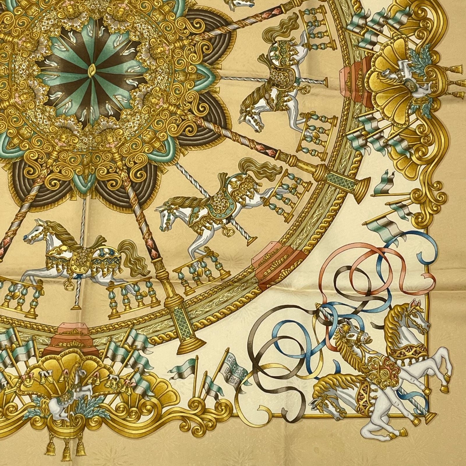 Hermes Carre 90 Luna Park Amusement Scarf Silk Yellow — view 5