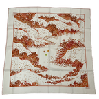 Hermes Carre 90 Trois Feuilles 3 Leaves Scarf Silk Orange