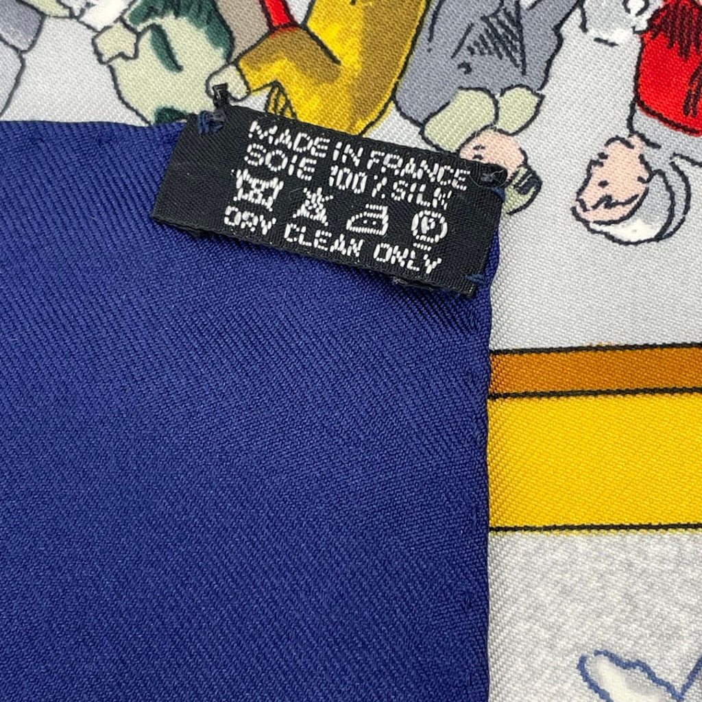 Hermes Carre 90 Neige D'antan Last Year's Snow Navy Silk 100% Scarf — view 7