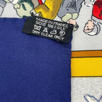 Hermes Carre 90 Neige D'antan Last Year's Snow Navy Silk 100% Scarf — view 7