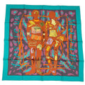 Hermes Carre 90 Monsieur Et Madame All Over Pattern Silk Scarf Blue