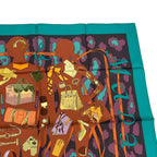 Hermes Carre 90 Monsieur Et Madame All Over Pattern Silk Scarf Blue — view 3