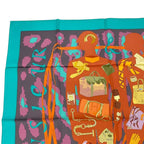 Hermes Carre 90 Monsieur Et Madame All Over Pattern Silk Scarf Blue — view 2