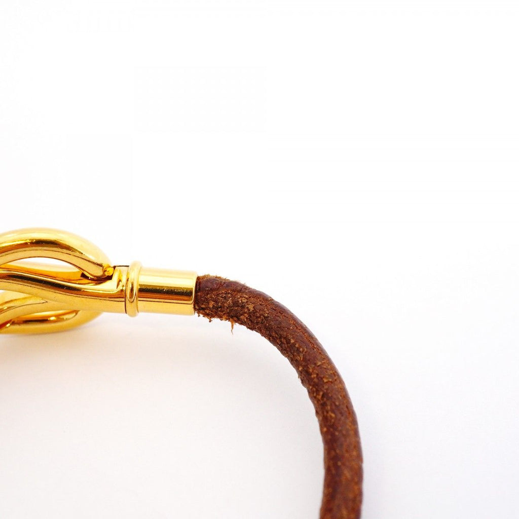 Hermes Bracelet Head Gold Plated Leather Brown — view 7