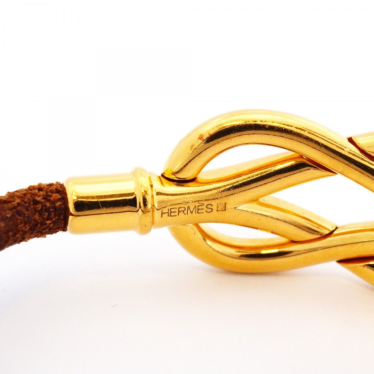 Hermes Bracelet Head Gold Plated Leather Brown — view 5