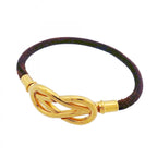 Hermes Bracelet Head Gold Plated Leather Brown