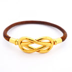 Hermes Bracelet Head Gold Plated Leather Brown — view 4