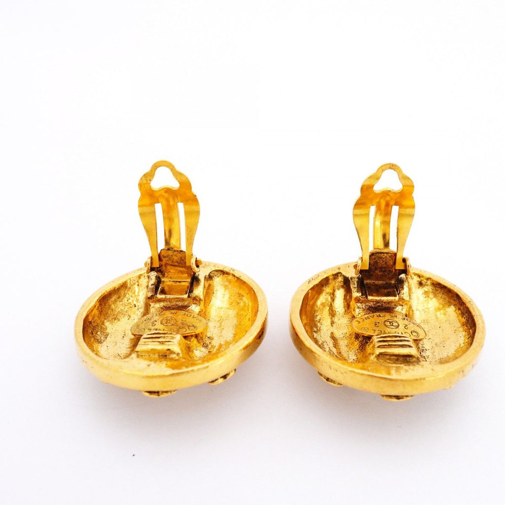 Chanel Earrings Vintage CC Logo Round — view 6
