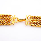 Chanel Necklace Vintage CC Logo Double Chain Lion Motif Gold Plated — view 4