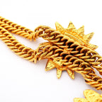 Chanel Necklace Vintage CC Logo Double Chain Lion Motif Gold Plated — view 7