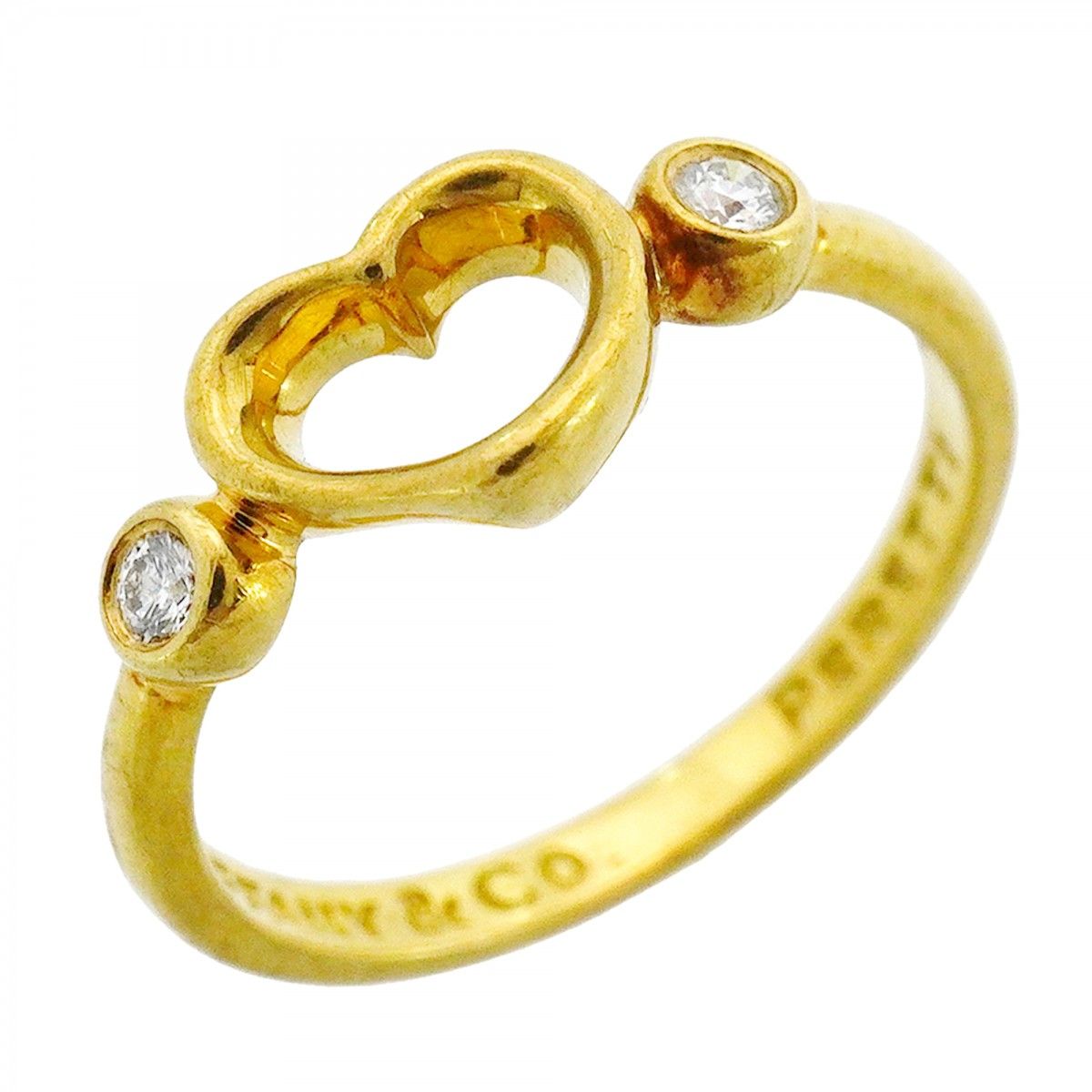 Tiffany & Co Ring Open Heart 18k Yellow Gold Diamond