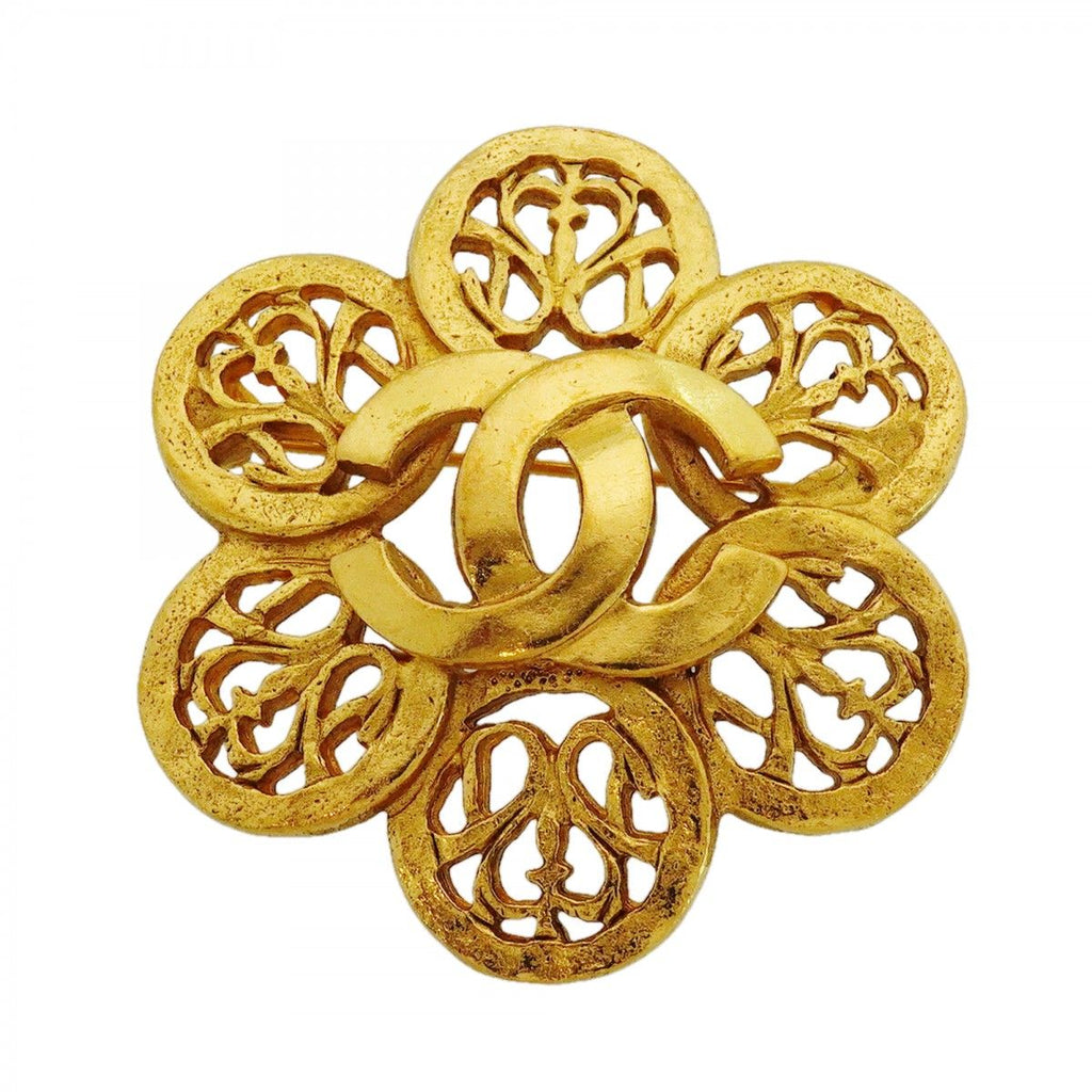 Chanel Brooch Vintage CC Logo Gold Plated