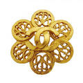 Chanel Brooch Vintage CC Logo Gold Plated