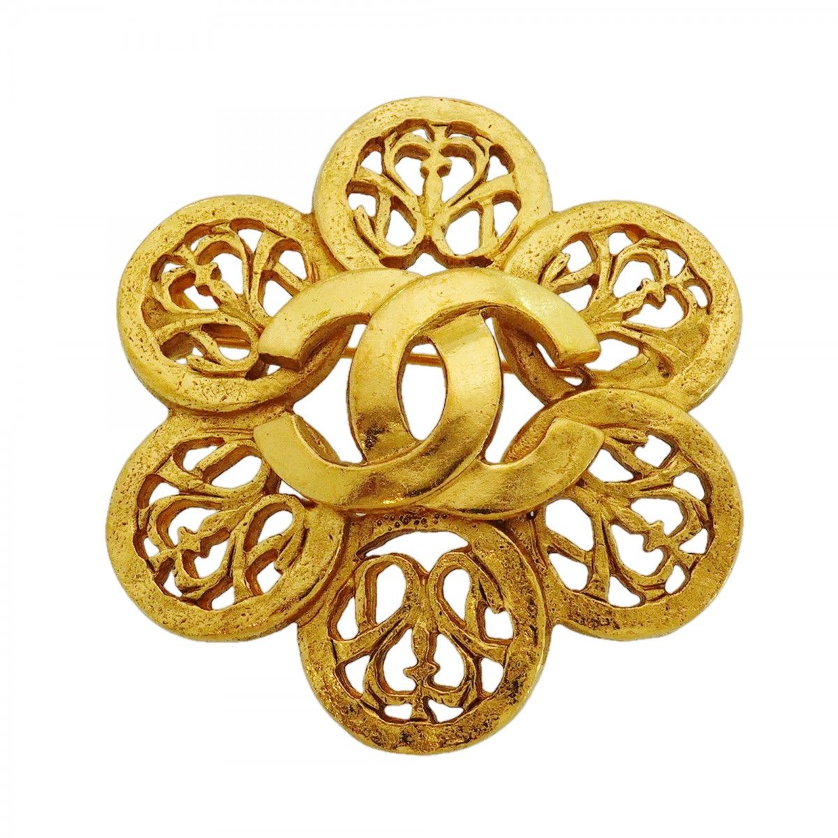 Chanel Brooch Vintage CC Logo Gold Plated