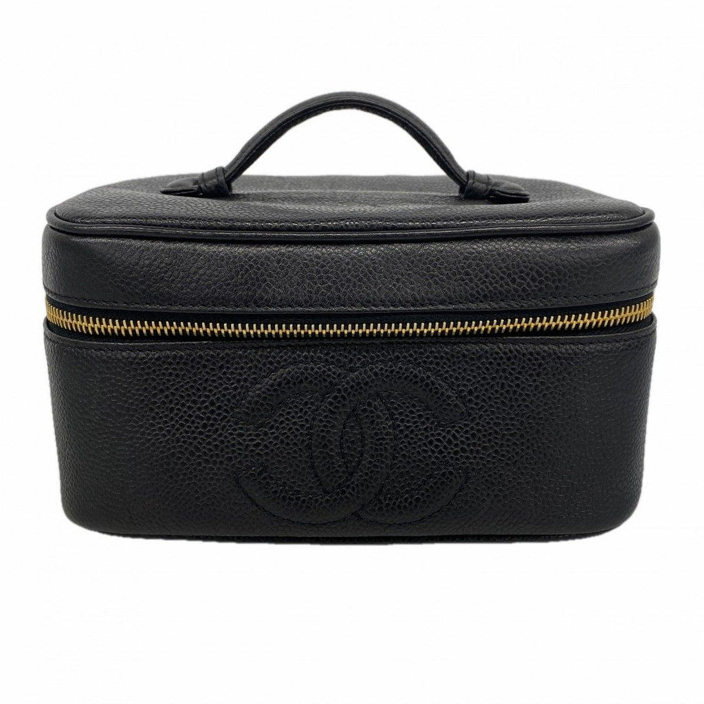 Chanel Vanity Bag Caviar Leather Black Gold