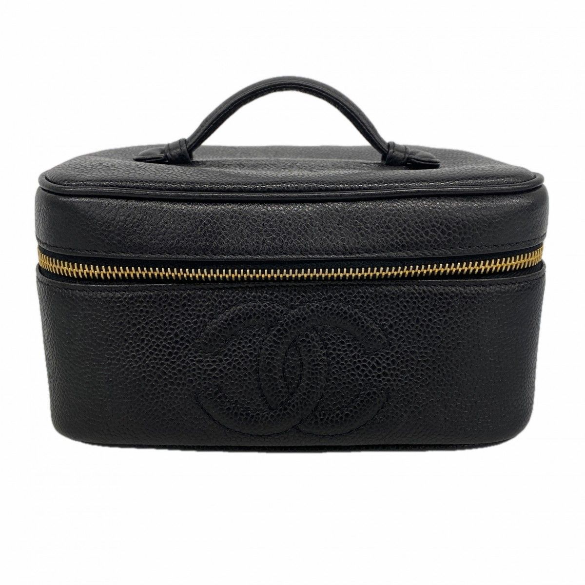 Chanel Vanity Bag Caviar Leather Black Gold