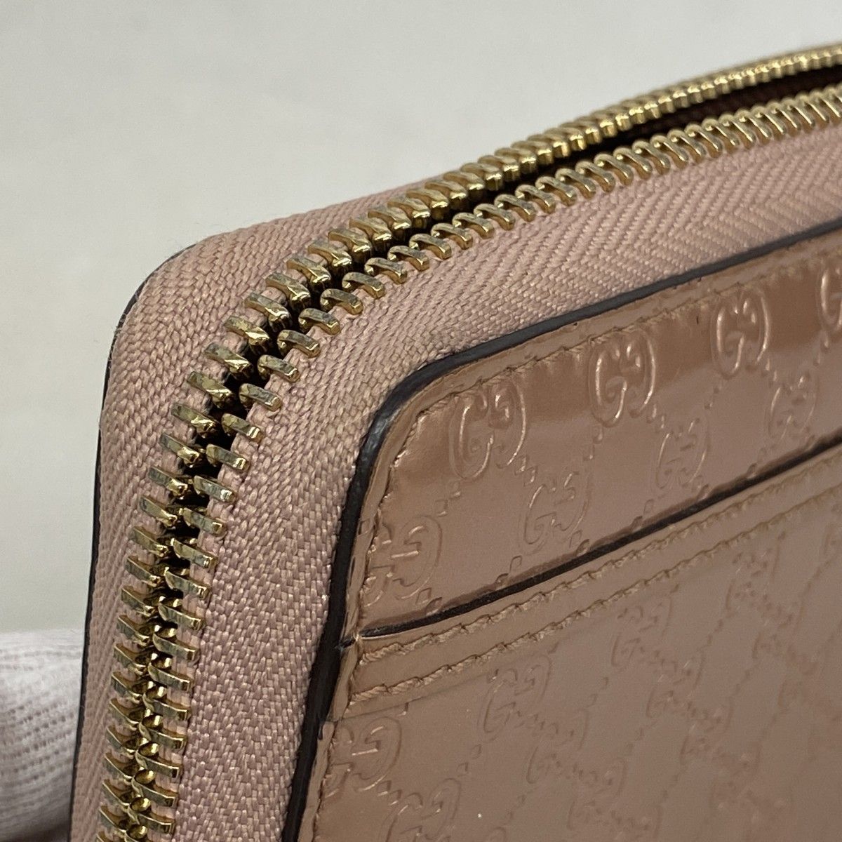 Gucci Wallet Micro Guccissima Enamel Pink Champagne Gold — view 8