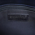 Chanel Chain Tote Quilted Patent Leather Navy Silver — view 5