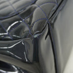 Chanel Chain Tote Quilted Patent Leather Navy Silver — view 6