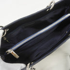 Chanel Chain Tote Quilted Patent Leather Navy Silver — view 4