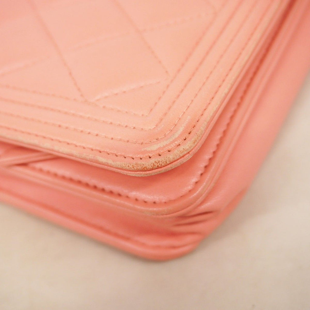 Chanel Shoulder Wallet Boy Lambskin Pink Gold — view 7