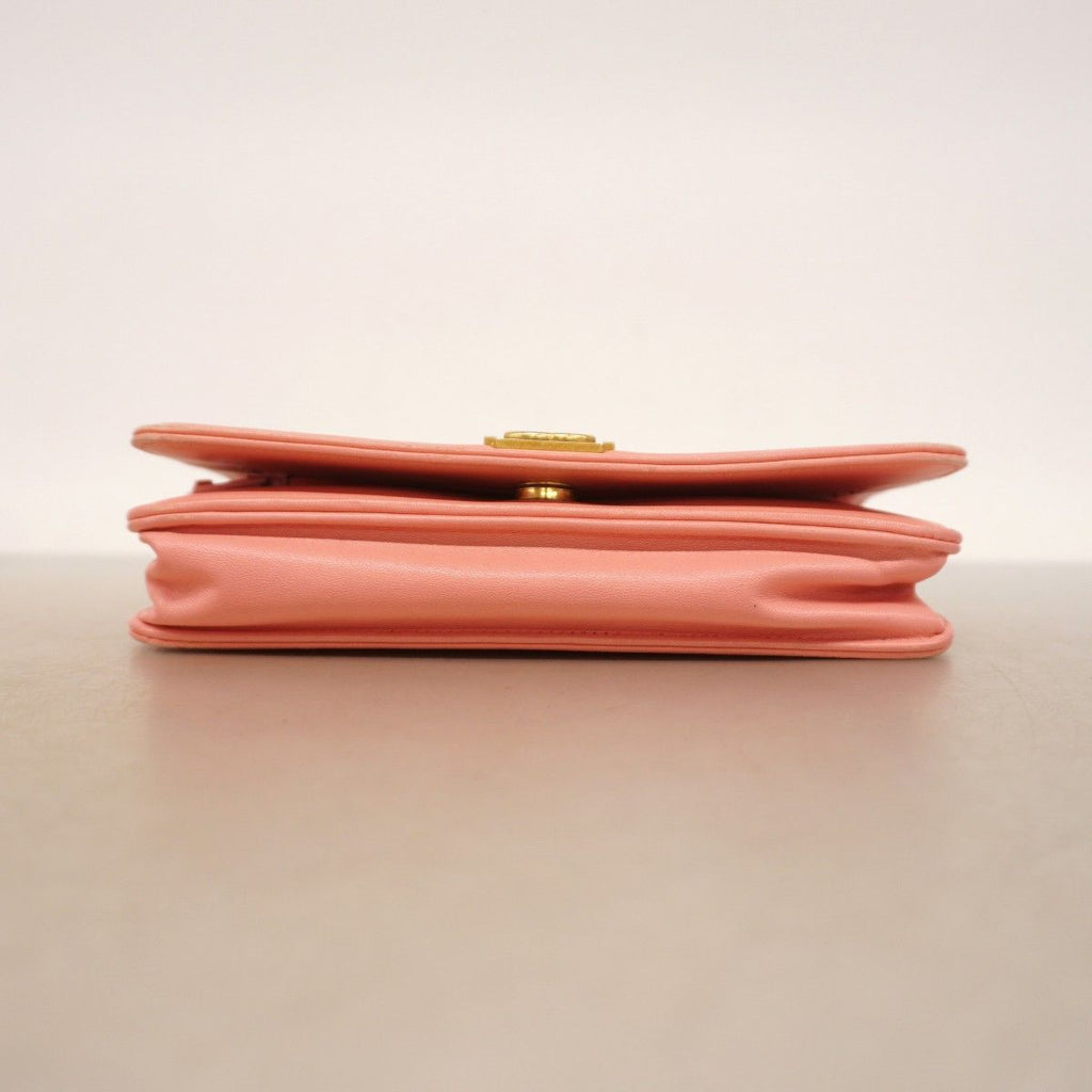 Chanel Shoulder Wallet Boy Lambskin Pink Gold — view 3