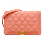 Chanel Shoulder Wallet Boy Lambskin Pink Gold