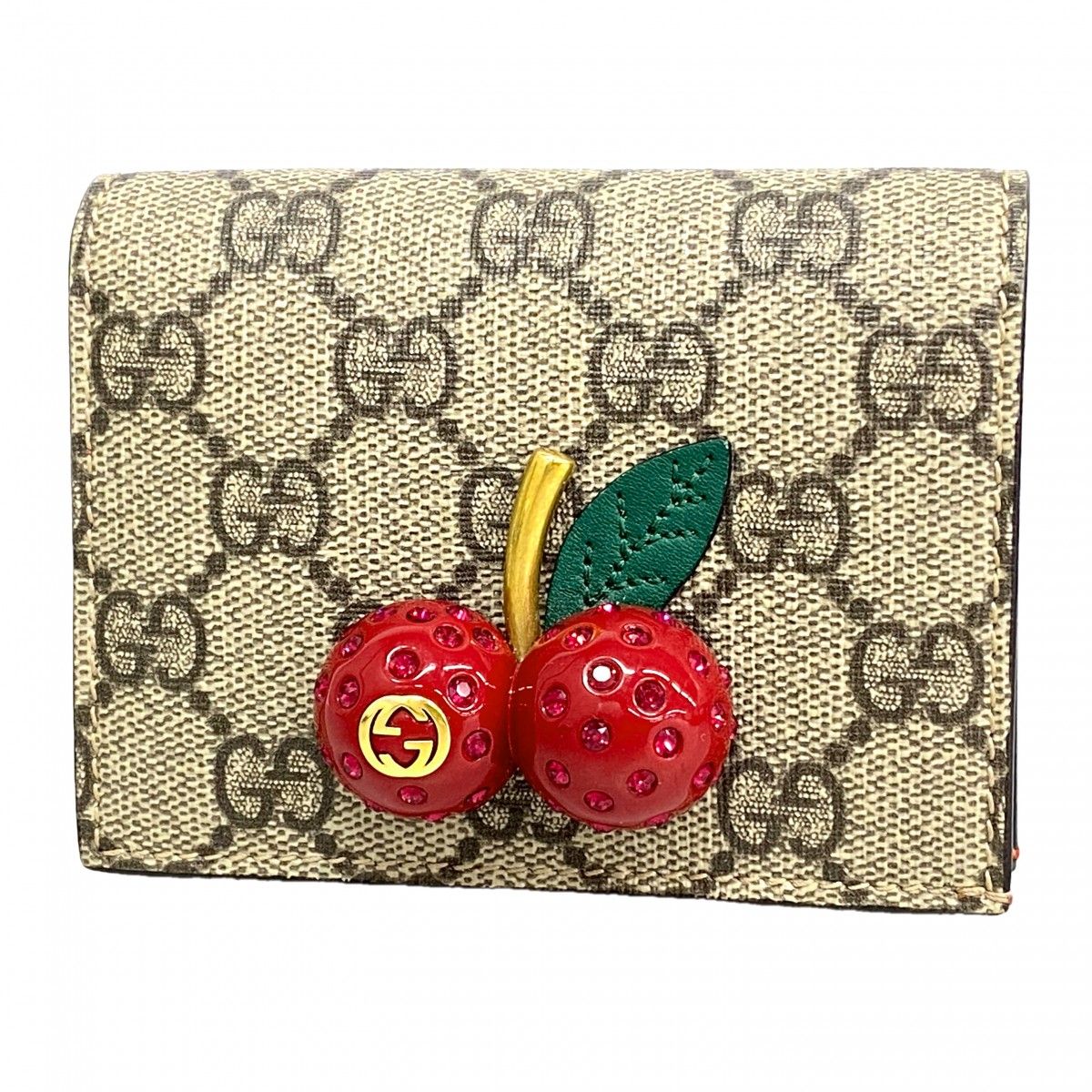 Gucci Wallet GG Supreme Brown Red Gold