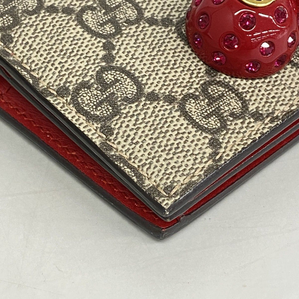 Gucci Wallet GG Supreme Brown Red Gold — view 5