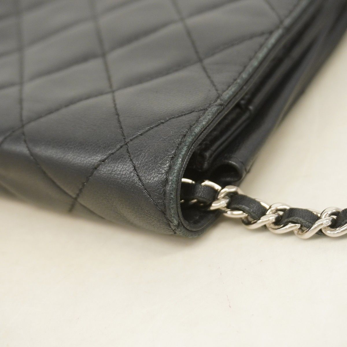 Chanel Shoulder Wallet Quilted Lambskin Black Silver — view 7