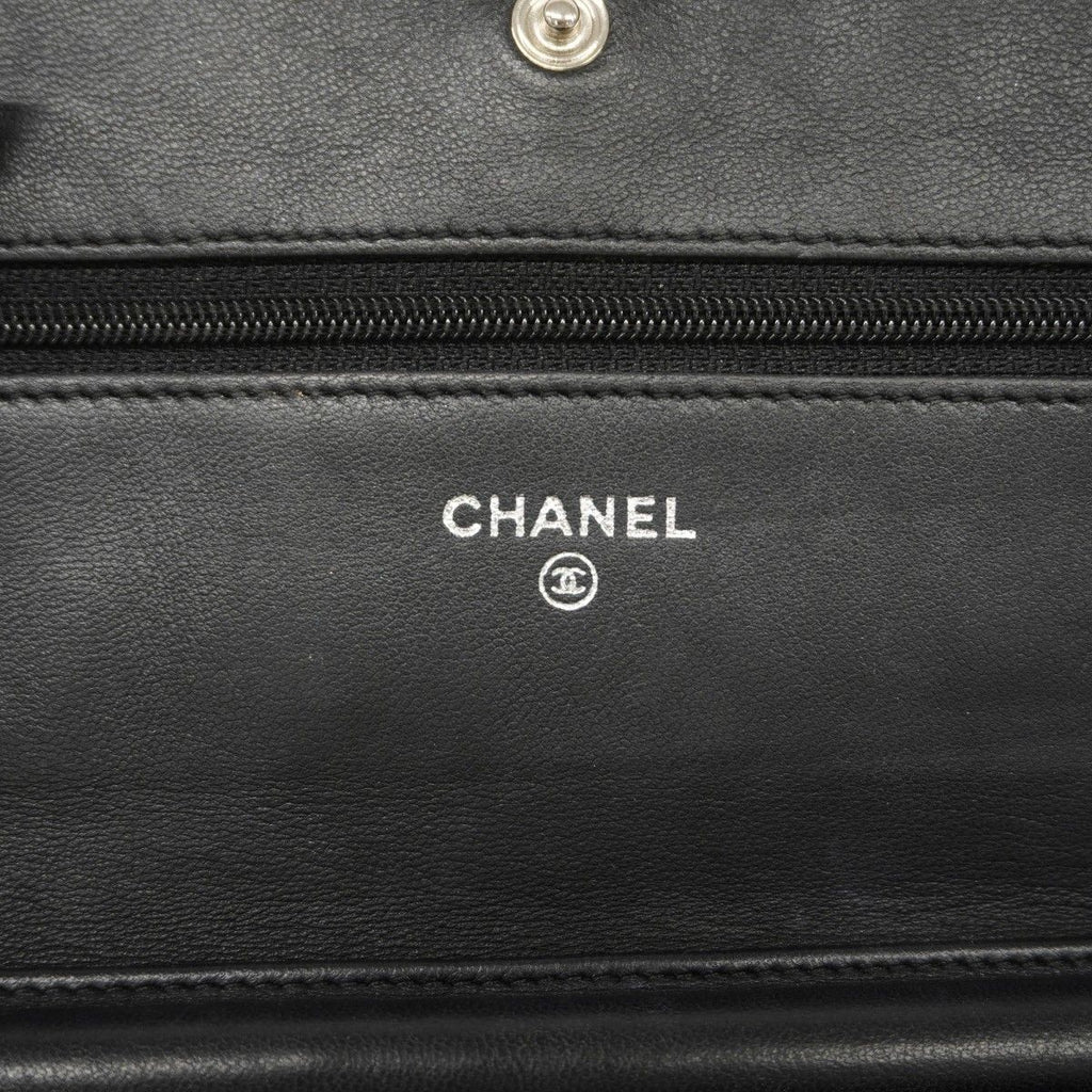 Chanel Shoulder Wallet Quilted Lambskin Black Silver — view 5