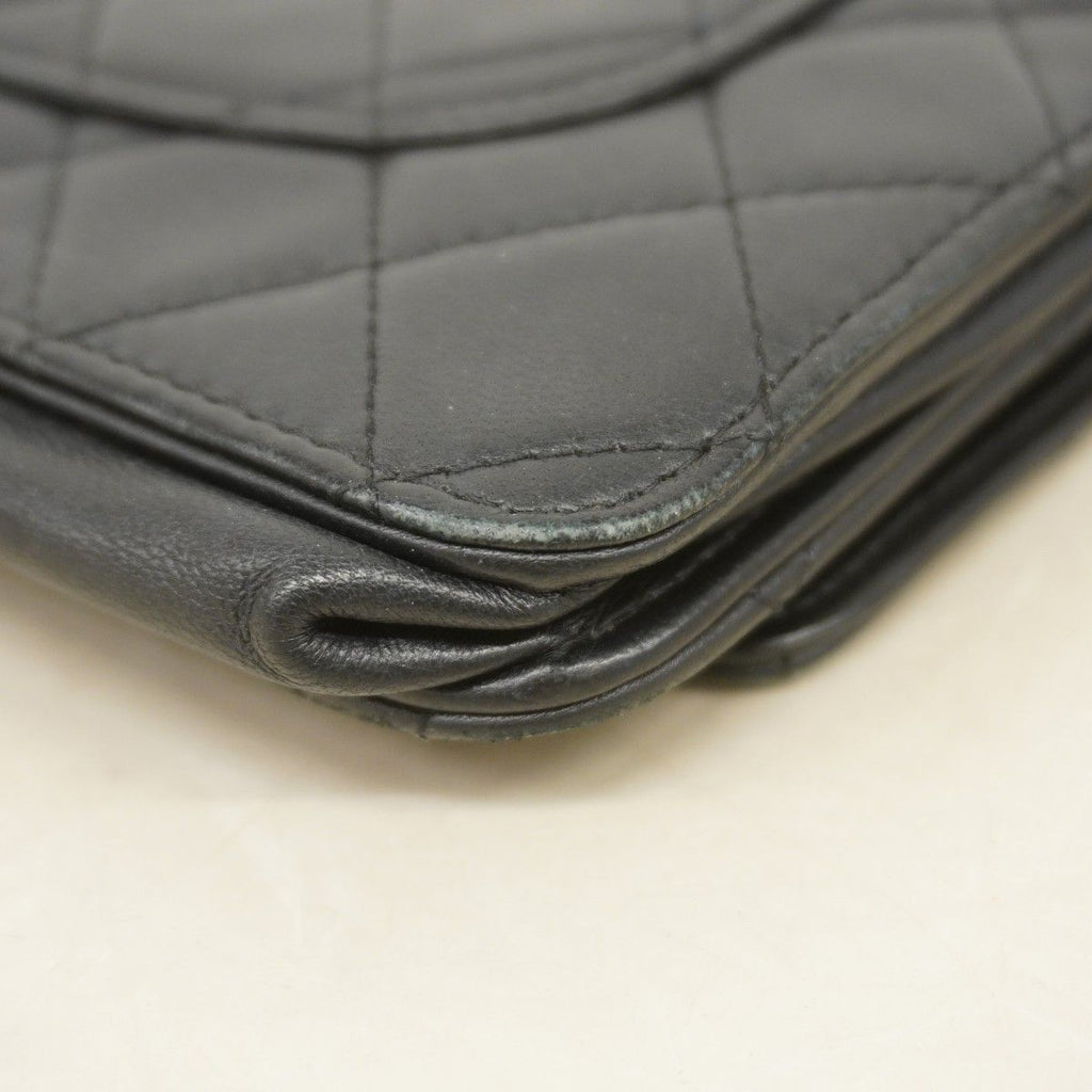 Chanel Shoulder Wallet Quilted Lambskin Black Silver — view 6