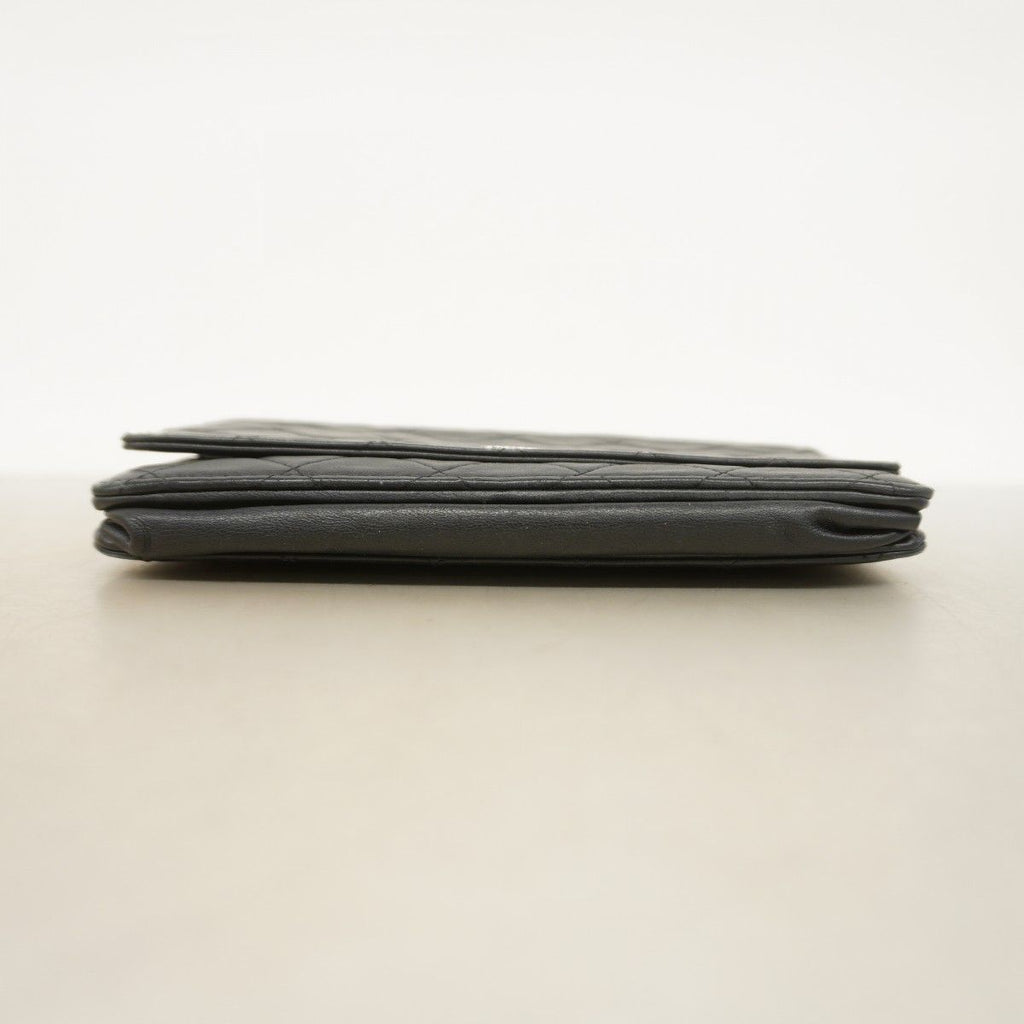 Chanel Shoulder Wallet Quilted Lambskin Black Silver — view 3