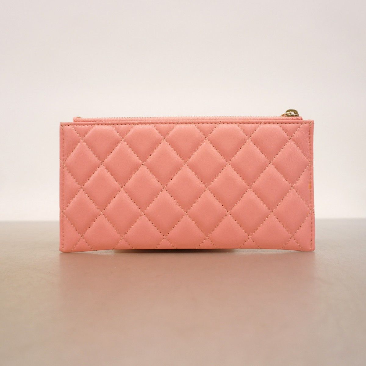 Chanel Wallet Quilted Lambskin Pink Champagne Gold — view 8