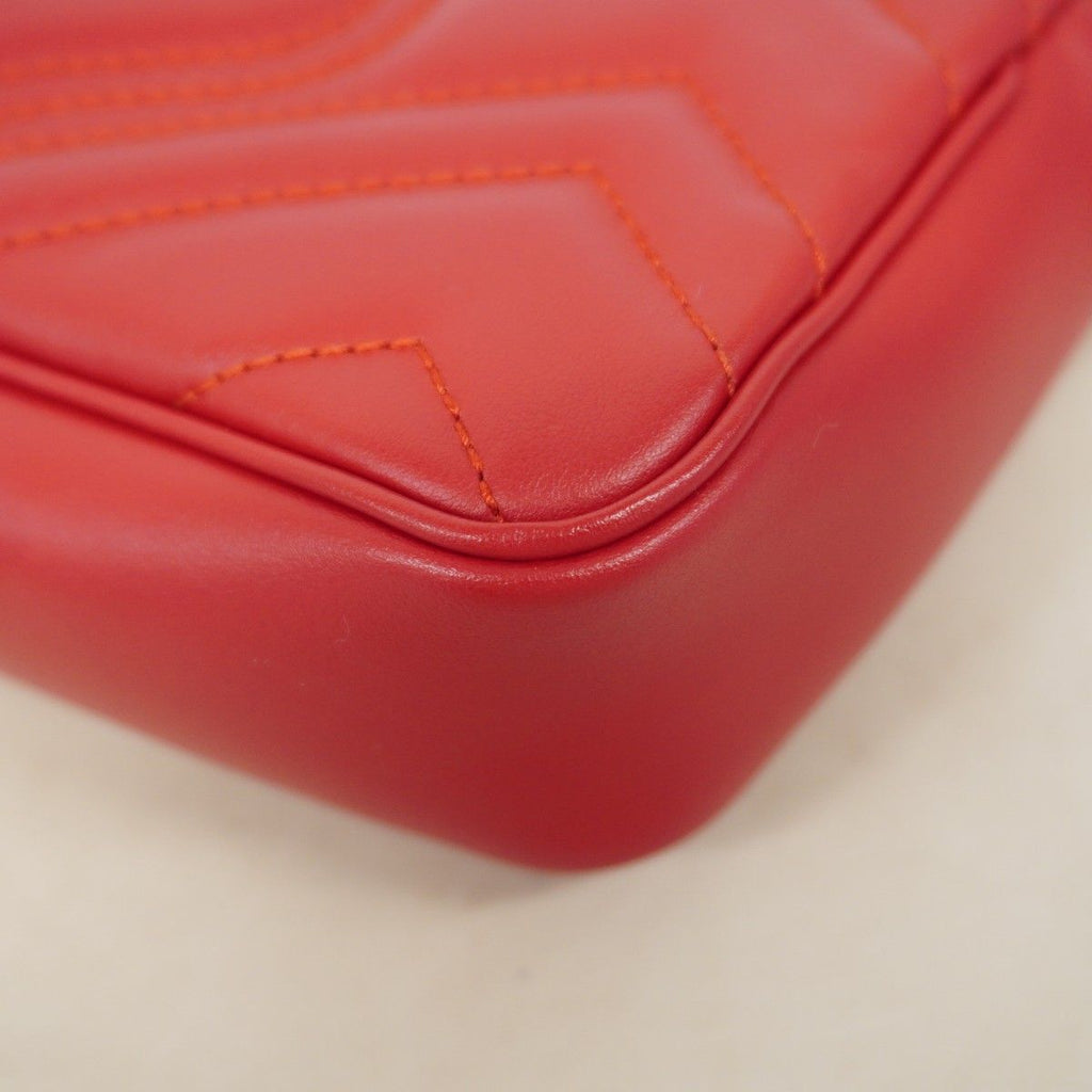 Gucci Shoulder Bag GG Marmont Leather Red Gold — view 6