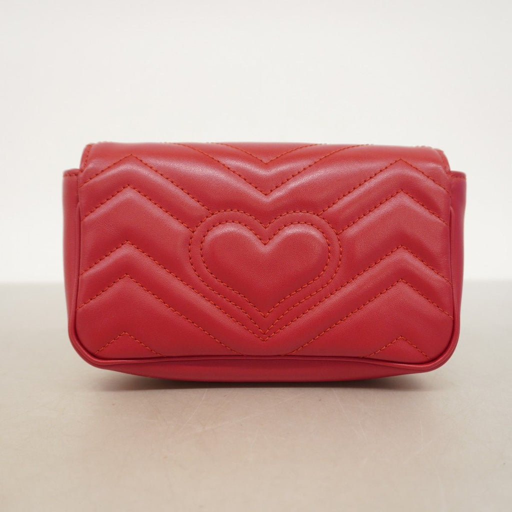 Gucci Shoulder Bag GG Marmont Leather Red Gold — view 8
