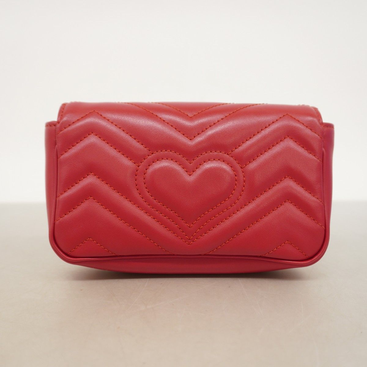 Gucci Shoulder Bag GG Marmont Leather Red Gold — view 8