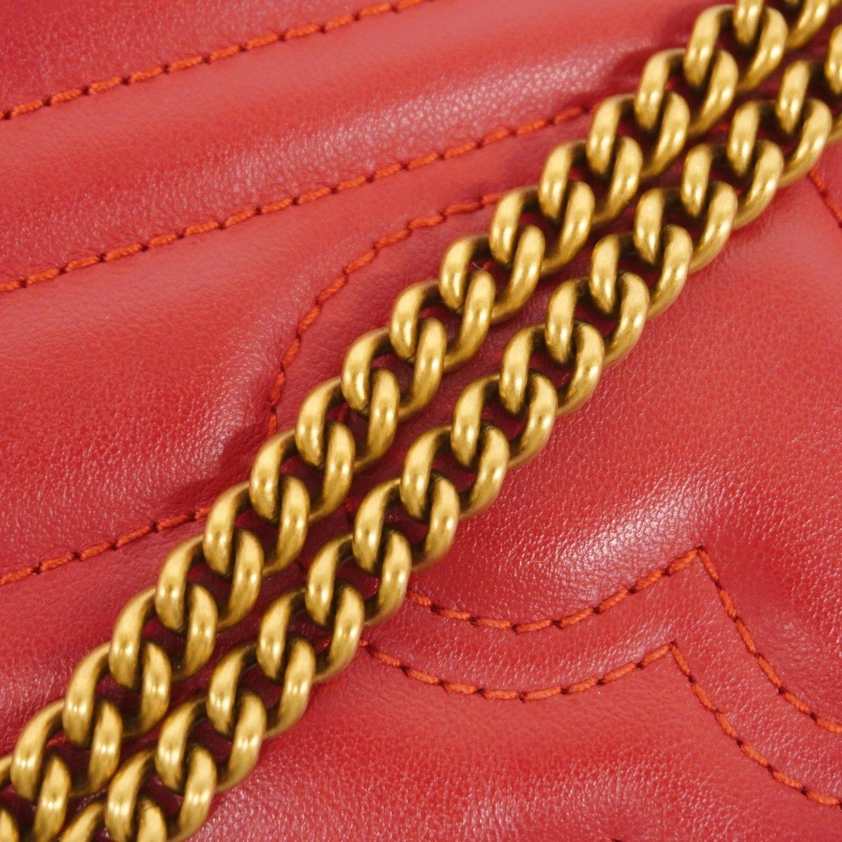 Gucci Shoulder Bag GG Marmont Leather Red Gold — view 7
