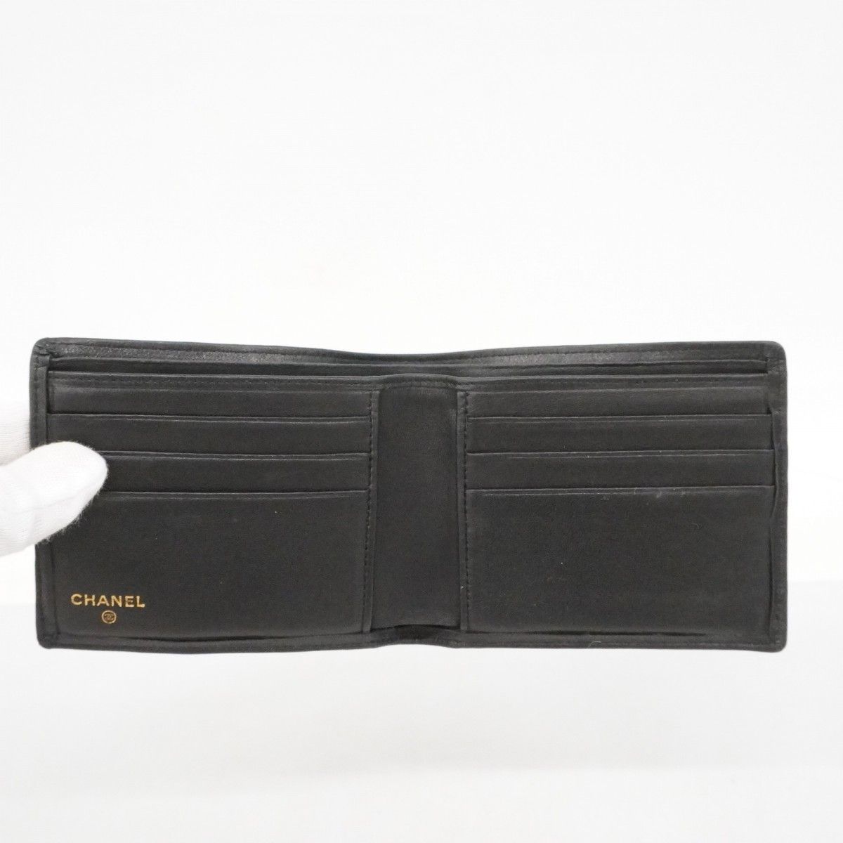 Chanel Billfold Bicolor Lambskin Black Gold Wallet — view 3