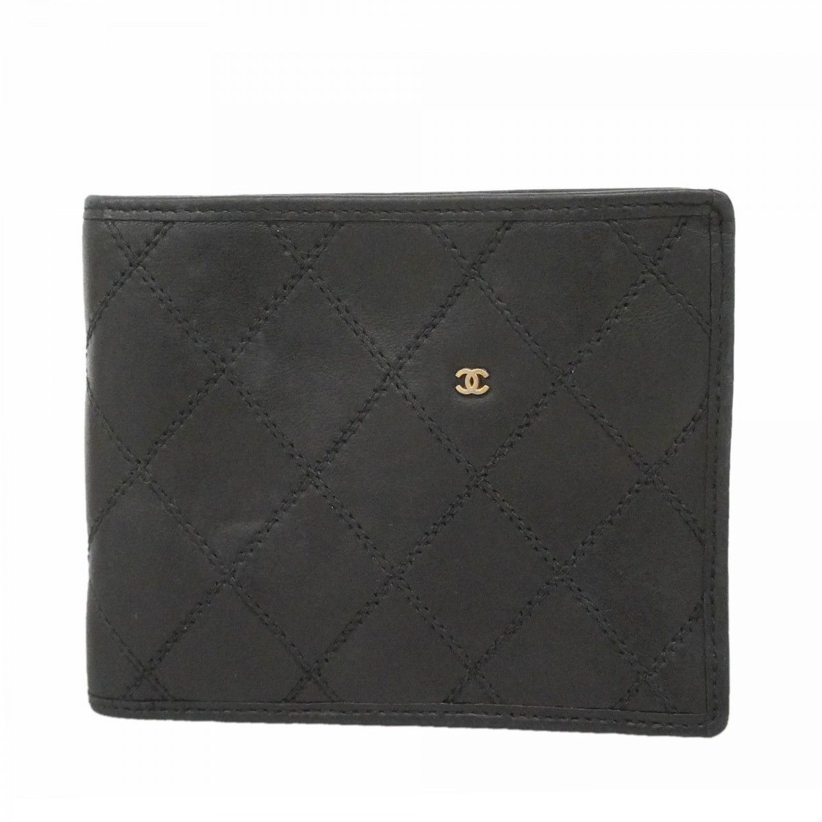 Chanel Billfold Bicolor Lambskin Black Gold Wallet