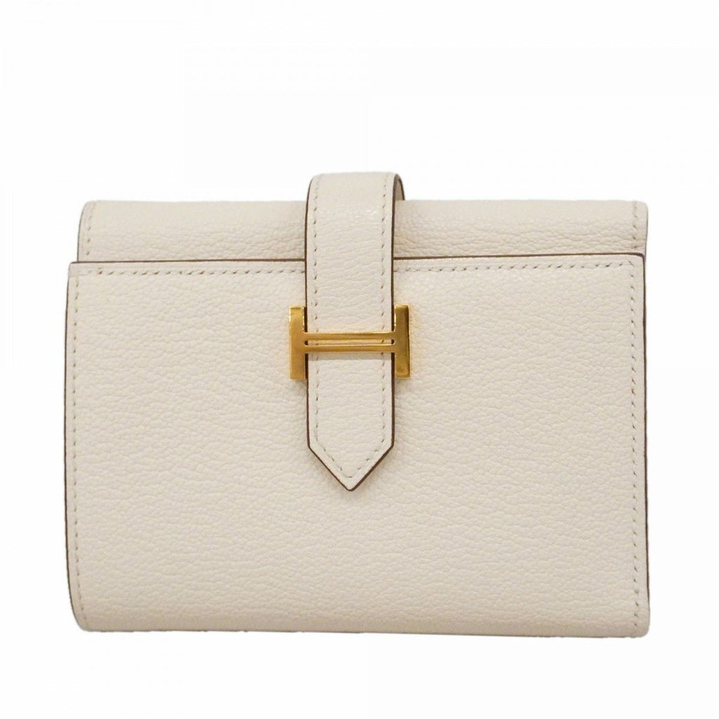 Hermes Trifold Wallet Bearn Combine Chevre Mysore Mushroom Gold