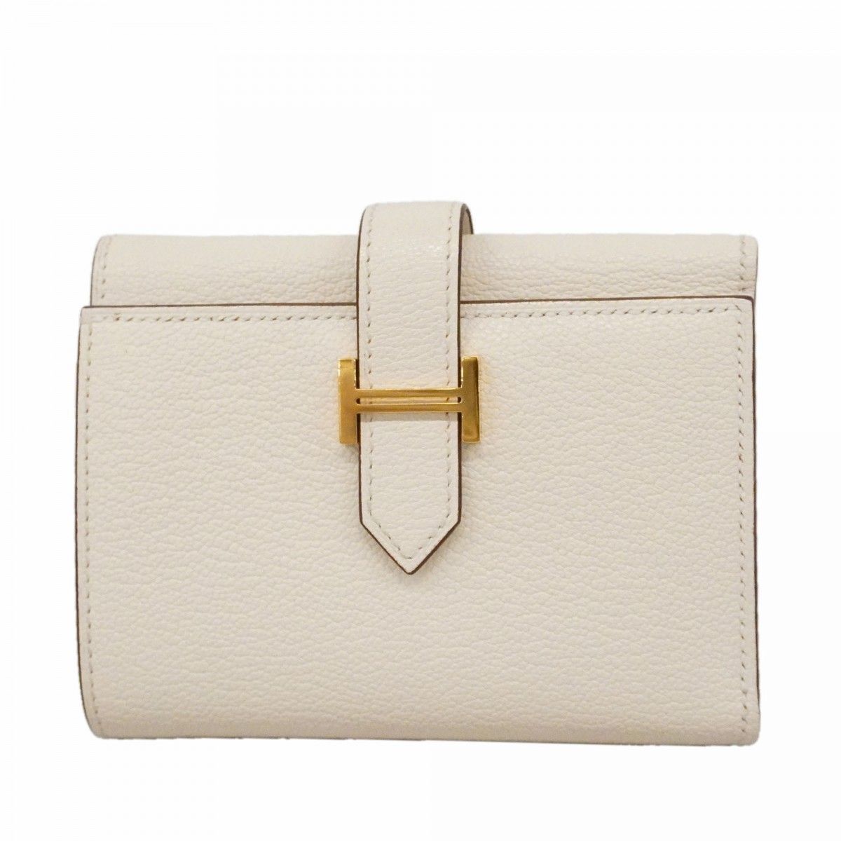 Hermes Trifold Wallet Bearn Combine Chevre Mysore Mushroom Gold