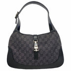 Gucci Handbag Jackie Denim Black Silver