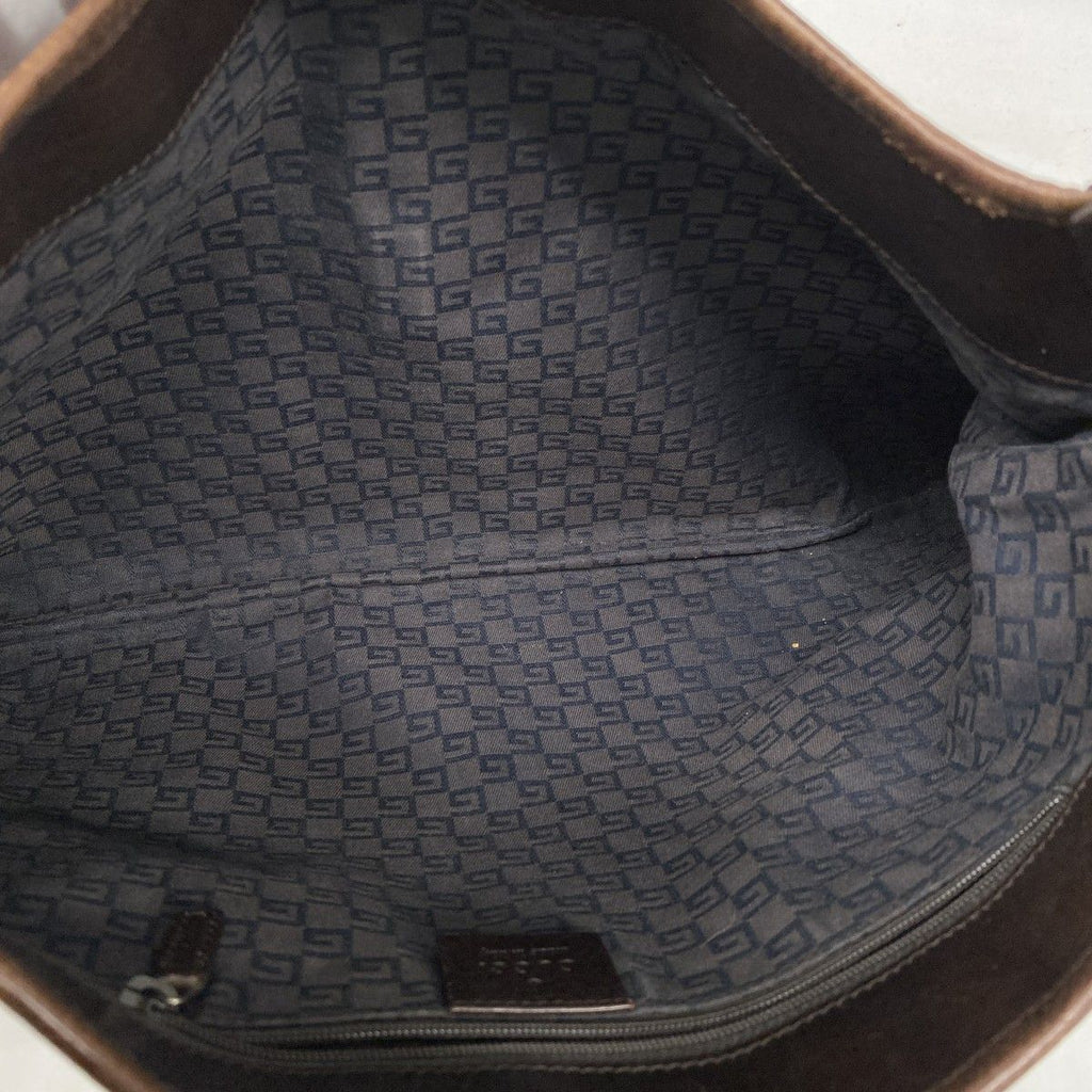 Gucci Shoulder Bag Jackie Canvas Brown Silver — view 4
