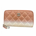 Chanel Wallet Quilted Lambskin Patent Pink White Silver
