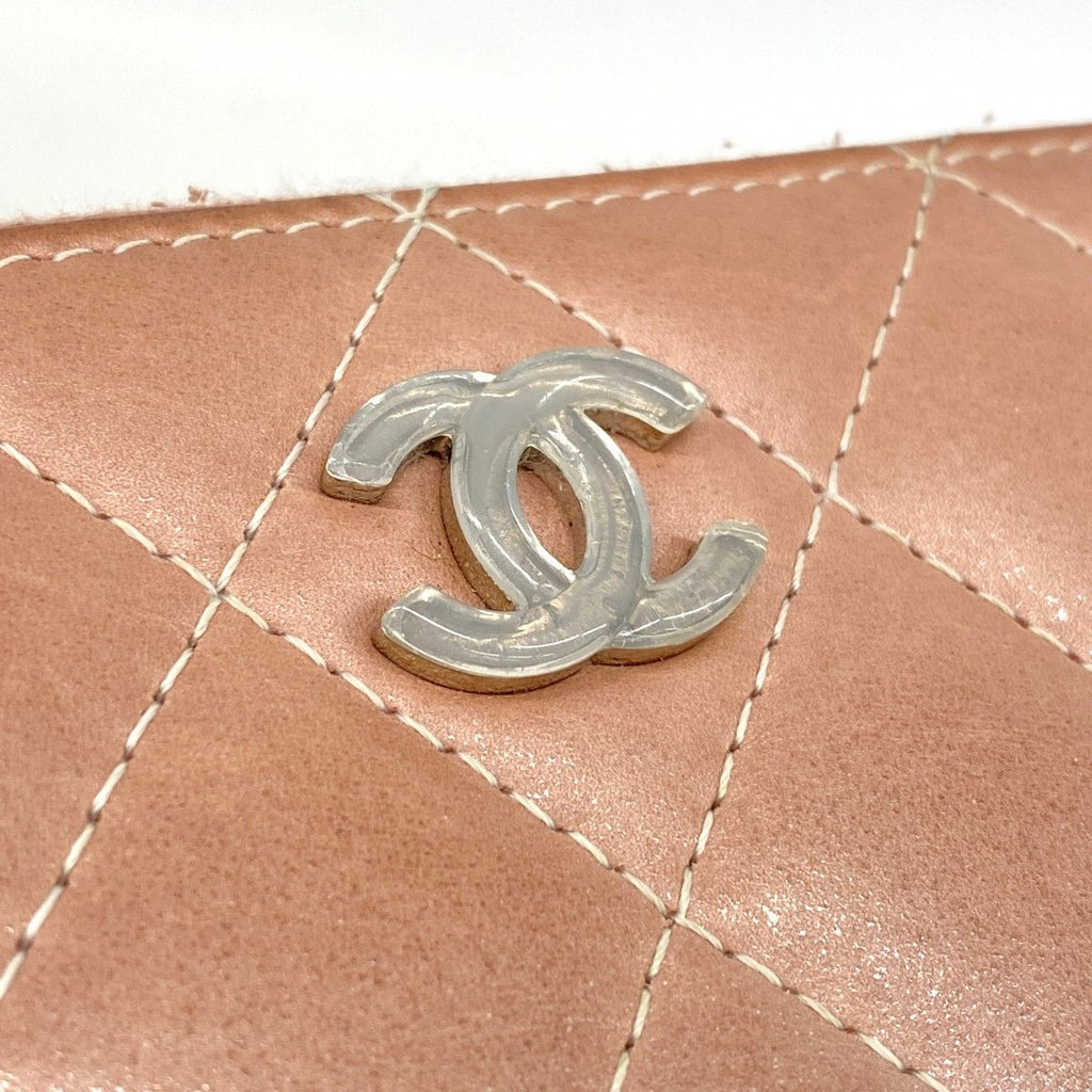 Chanel Wallet Quilted Lambskin Patent Pink White Silver — view 9
