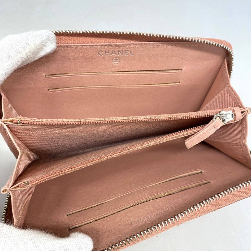 Chanel Wallet Quilted Lambskin Patent Pink White Silver — view 3