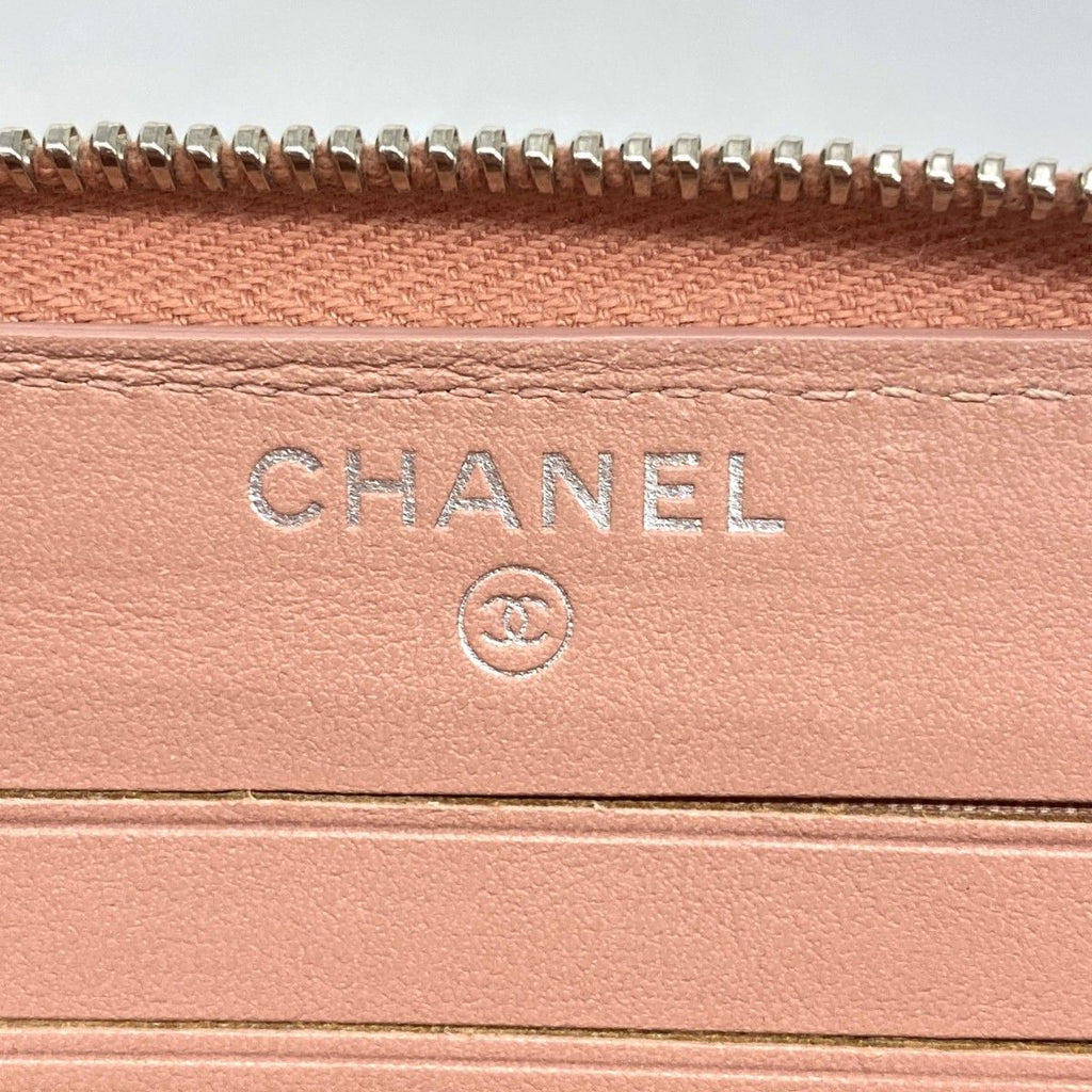 Chanel Wallet Quilted Lambskin Patent Pink White Silver — view 4
